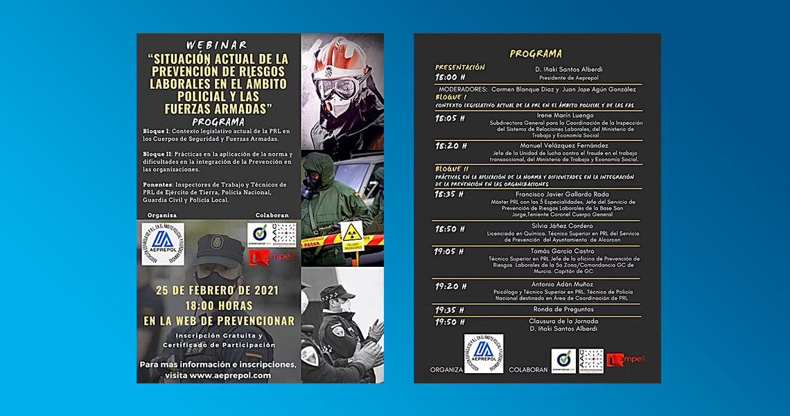 Webinar: Situación actual de la Prevención de Riesgos Laborales en el ámbito Policial y de las Fuerzas Armadas